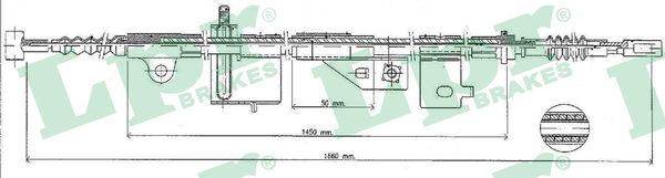 LPR Håndbremsekabel c0498b for NISSAN