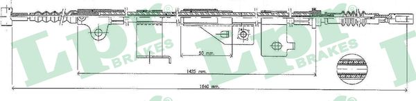 LPR Håndbremsekabel c0499b for NISSAN