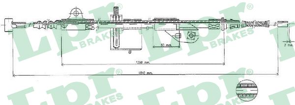 LPR Håndbremsekabel c0502b for NISSAN