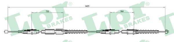 LPR Håndbremsekabel c0552b for OPEL VAUXHALL
