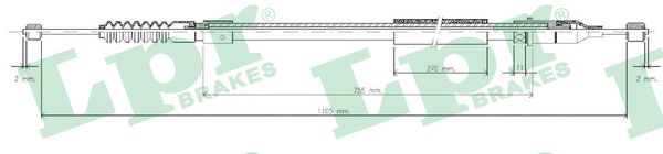 LPR Håndbremsekabel c0555b for OPEL VAUXHALL