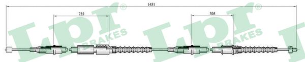LPR Håndbremsekabel c0564b for OPEL VAUXHALL
