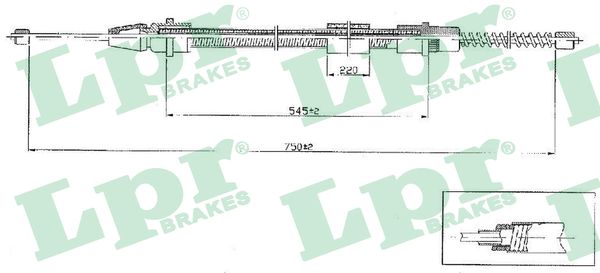 LPR Håndbremsekabel c0634b for PEUGEOT