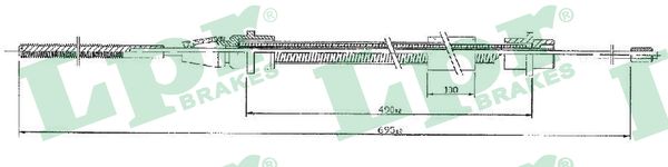 LPR Håndbremsekabel c0631b for PEUGEOT