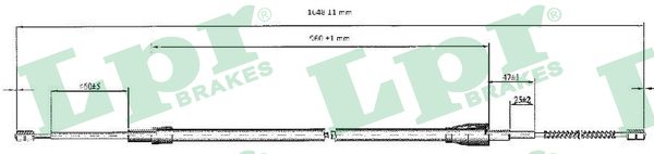 LPR Håndbremsekabel c0812b for VW SKODA