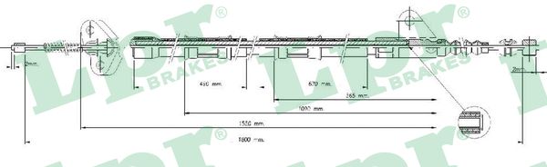LPR Håndbremsekabel c0846b for TOYOTA