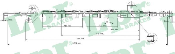 LPR Håndbremsekabel c0847b for TOYOTA