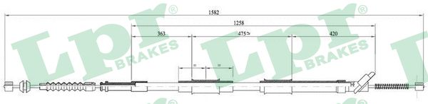 LPR Håndbremsekabel c0874b for TOYOTA