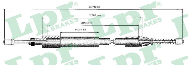 LPR Håndbremsekabel c0975b for PEUGEOT