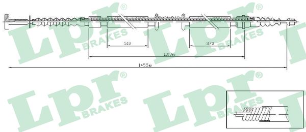 LPR Håndbremsekabel c1238b for FIAT