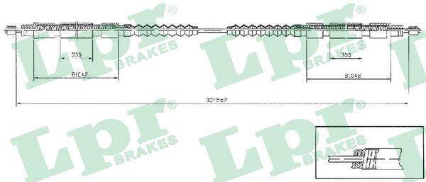 LPR Håndbremsekabel c1256b for CITROËN