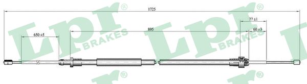 LPR Håndbremsekabel c1666b for CITROËN
