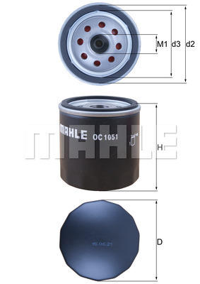 Oliefilter, MAHLE, 75 mm, b.la. til Ford~Volvo~Mazda~Morgan~Ford Usa~Ford Africa~Lada~Land Rover