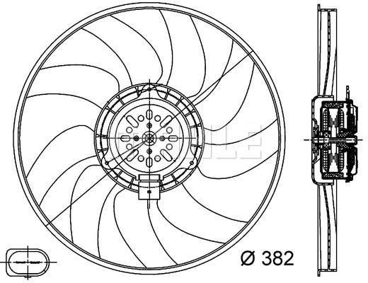 Ventilator, motorkøling, MAHLE, 382 mm, venstre, b.la. til Audi~Porsche