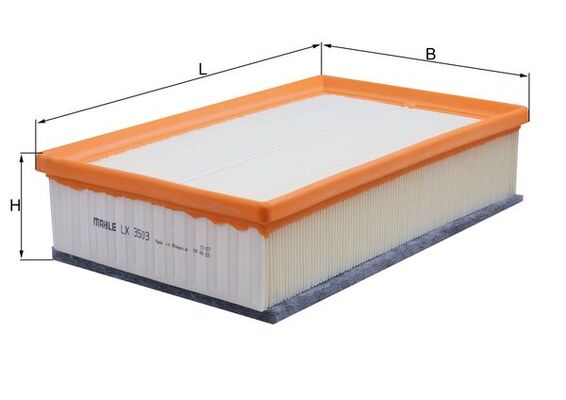 MAHLE Luftfilter lx3503 Filterindsats length_mm_203|Længde [mm]|292 width_mm_206|Bredde [mm]|177 height_mm_209|Højde [mm]|80 seal_material_2923|Materi