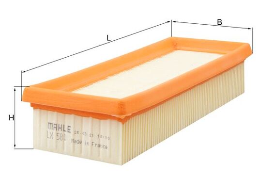 MAHLE Luftfilter lx580 Filterindsats length_mm_203|Længde [mm]|230 width_mm_206|Bredde [mm]|90 height_mm_209|Højde [mm]|48 seal_material_2923|Material