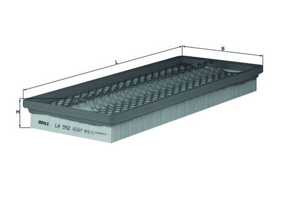 MAHLE Luftfilter lx592 Filterindsats length_mm_203|Længde [mm]|379 width_mm_206|Bredde [mm]|140 height_mm_209|Højde [mm]|38 seal_material_2923|Materia