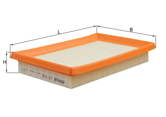 MAHLE Luftfilter lx916 Filterindsats length_mm_203|Længde [mm]|246 width_mm_206|Bredde [mm]|153 height_mm_209|Højde [mm]|36 seal_material_2923|Materia