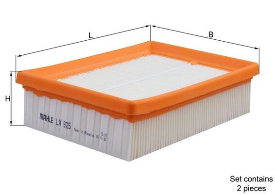 MAHLE Luftfilter lx925s Filterindsats length_mm_203|Længde [mm]|186 width_mm_206|Bredde [mm]|140 height_mm_209|Højde [mm]|50 seal_material_2923|Materi