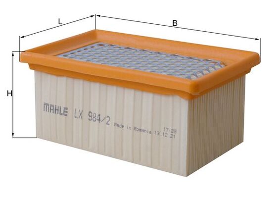 MAHLE Luftfilter lx9842 Filterindsats length_mm_203|Længde [mm]|153 width_mm_206|Bredde [mm]|93 height_mm_209|Højde [mm]|67 seal_material_2923|Materia