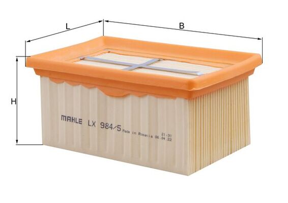 MAHLE Luftfilter lx9845 Filterindsats length_mm_203|Længde [mm]|93 width_mm_206|Bredde [mm]|153 height_mm_209|Højde [mm]|67 seal_material_2923|Materia