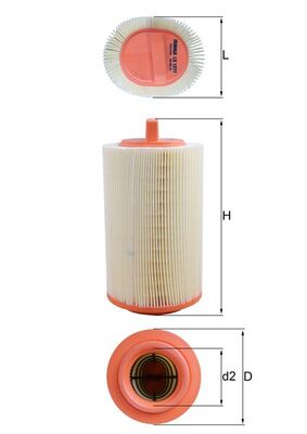 KNECHT Luftfilter lx1277 Filterindsats height_mm_209|Højde [mm]|249 outer_diameter_mm_497|Yderdiameter [mm]|132 inner_diameter_1_mm_995|Inder diamet