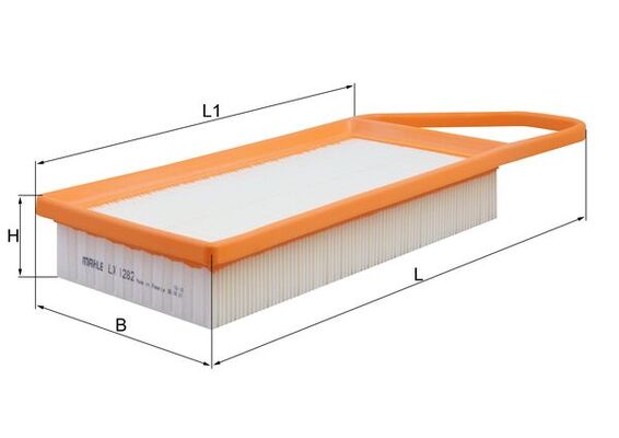 MAHLE Luftfilter lx1282 Filterindsats length_mm_203|Længde [mm]|384 width_mm_206|Bredde [mm]|140 height_mm_209|Højde [mm]|65 length_1_mm_814|Længde 1
