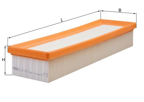 MAHLE Luftfilter lx1451 Filterindsats length_mm_203|Længde [mm]|335 width_mm_206|Bredde [mm]|102 height_mm_209|Højde [mm]|58 packaging_length_cm_1620|