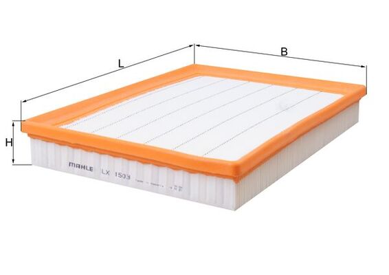 MAHLE Luftfilter lx1503 Filterindsats length_mm_203|Længde [mm]|293 width_mm_206|Bredde [mm]|224 height_mm_209|Højde [mm]|42 packaging_length_cm_1620|