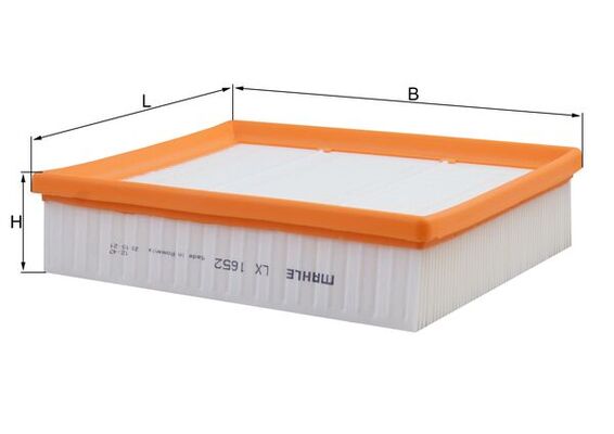 MAHLE Luftfilter lx1652 Filterindsats length_mm_203|Længde [mm]|174 width_mm_206|Bredde [mm]|219 height_mm_209|Højde [mm]|50 net_weight_g_3852|Nettogv