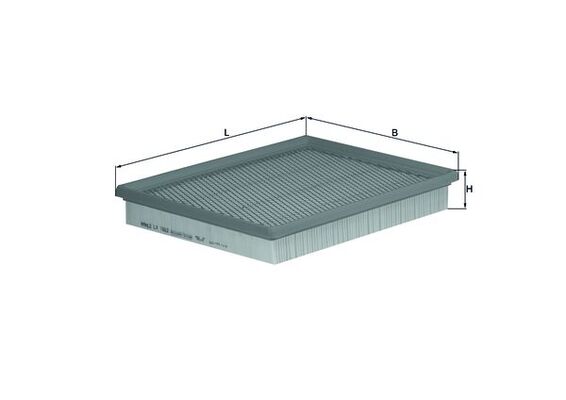 MAHLE Luftfilter lx1662 Filterindsats length_mm_203|Længde [mm]|291 width_mm_206|Bredde [mm]|211 height_mm_209|Højde [mm]|38 seal_material_2923|Materi