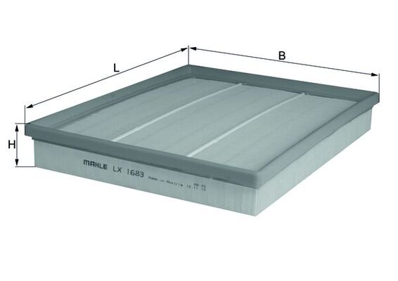 MAHLE Luftfilter lx1683 Filterindsats length_mm_203|Længde [mm]|290 width_mm_206|Bredde [mm]|234 height_mm_209|Højde [mm]|42 height_1_mm_339|Højde 1 [