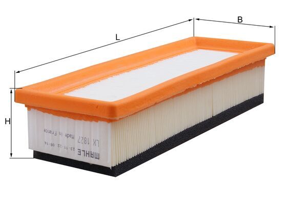MAHLE Luftfilter lx1827 Filterindsats length_mm_203|Længde [mm]|282 width_mm_206|Bredde [mm]|99 height_mm_209|Højde [mm]|60 seal_material_2923|Materia