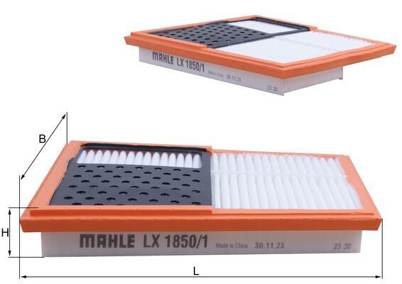 MAHLE Luftfilter LX 1850/1 Filterindsats length_mm_203|Længde [mm]|250 length_mm_203|Længde [mm]|250 width_mm_206|Bredde [mm]|210 width_mm_206|Bredd