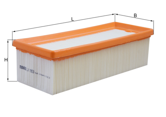 MAHLE Luftfilter lx1953 Filterindsats length_mm_203|Længde [mm]|261 width_mm_206|Bredde [mm]|97 height_mm_209|Højde [mm]|59 seal_material_2923|Materia