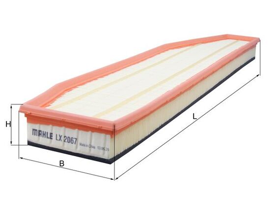 MAHLE Luftfilter lx2067 Filterindsats length_mm_203|Længde [mm]|674 width_mm_206|Bredde [mm]|134 height_mm_209|Højde [mm]|45 height_1_mm_339|Højde 1 [
