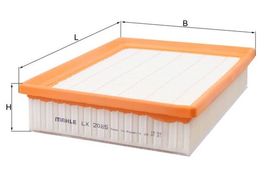 MAHLE Luftfilter lx2085 Filterindsats length_mm_203|Længde [mm]|246 width_mm_206|Bredde [mm]|197 height_mm_209|Højde [mm]|50 seal_material_2923|Materi