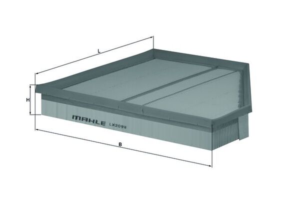 MAHLE Luftfilter lx2098 Filterindsats length_mm_203|Længde [mm]|230 width_mm_206|Bredde [mm]|295 height_mm_209|Højde [mm]|38 seal_material_2923|Materi