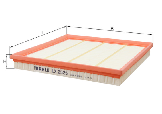 MAHLE Luftfilter lx2525 Filterindsats length_mm_203|Længde [mm]|278 width_mm_206|Bredde [mm]|263 height_mm_209|Højde [mm]|34 height_1_mm_339|Højde 1 [