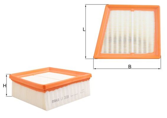 MAHLE Luftfilter lx2633 Filterindsats length_mm_203|Længde [mm]|161 width_mm_206|Bredde [mm]|198 height_mm_209|Højde [mm]|70 height_1_mm_339|Højde 1 [