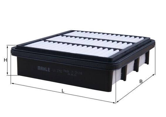 MAHLE Luftfilter lx2752 Filterindsats length_mm_203|Længde [mm]|190 width_mm_206|Bredde [mm]|200 height_mm_209|Højde [mm]|50 height_1_mm_339|Højde 1 [