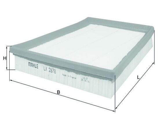 MAHLE Luftfilter lx2878 Filterindsats length_mm_203|Længde [mm]|213 width_mm_206|Bredde [mm]|205 height_mm_209|Højde [mm]|42 seal_material_2923|Materi