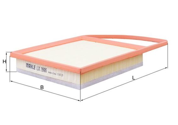 MAHLE Luftfilter lx2995 Filterindsats length_mm_203|Længde [mm]|348 length_mm_203|Længde [mm]|347,5 width_mm_206|Bredde [mm]|205 width_mm_206|Bredde [
