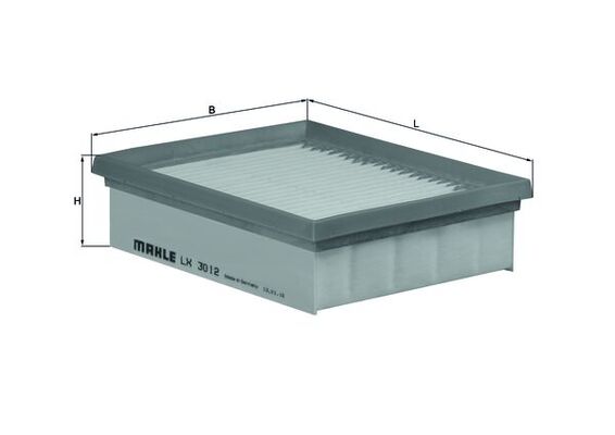 MAHLE Luftfilter lx3012 Filterindsats length_mm_203|Længde [mm]|190 width_mm_206|Bredde [mm]|152 height_mm_209|Højde [mm]|50 seal_material_2923|Materi