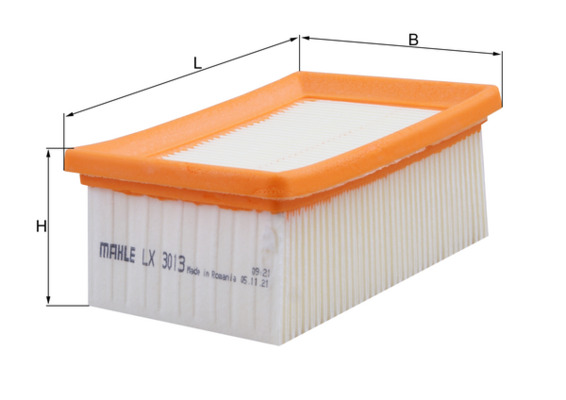 MAHLE Luftfilter lx3013 Filterindsats length_mm_203|Længde [mm]|128 width_mm_206|Bredde [mm]|93 height_mm_209|Højde [mm]|54 seal_material_2923|Materia