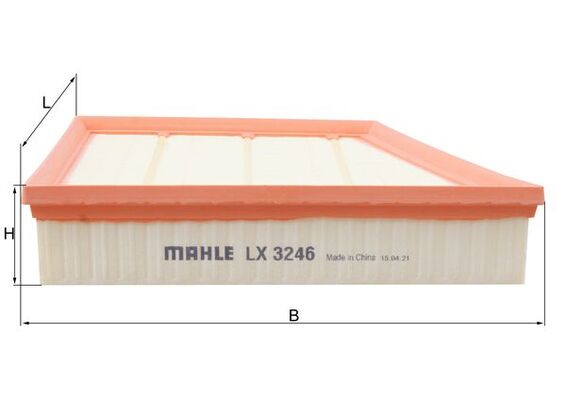 MAHLE Luftfilter lx3246 Filterindsats length_mm_203|Længde [mm]|179 width_mm_206|Bredde [mm]|290 height_mm_209|Højde [mm]|58 seal_material_2923|Materi