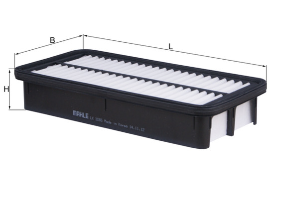 MAHLE Luftfilter lx3265 Filterindsats length_mm_203|Længde [mm]|258 width_mm_206|Bredde [mm]|127 height_mm_209|Højde [mm]|46 seal_material_2923|Materi