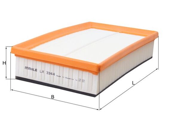 MAHLE Luftfilter lx3344 Filterindsats length_mm_203|Længde [mm]|265 width_mm_206|Bredde [mm]|147 height_mm_209|Højde [mm]|52 seal_material_2923|Materi