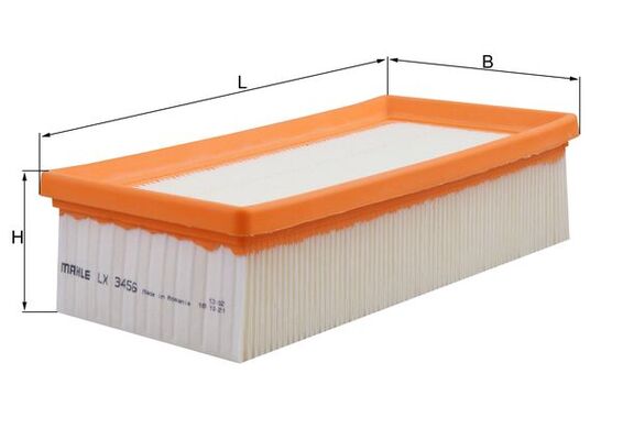 MAHLE Luftfilter lx3456 Filterindsats length_mm_203|Længde [mm]|240 width_mm_206|Bredde [mm]|121 height_mm_209|Højde [mm]|58 seal_material_2923|Materi