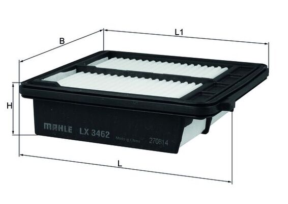 MAHLE Luftfilter lx3462 Filterindsats length_mm_203|Længde [mm]|168 width_mm_206|Bredde [mm]|152 height_mm_209|Højde [mm]|46 length_1_mm_814|Længde 1